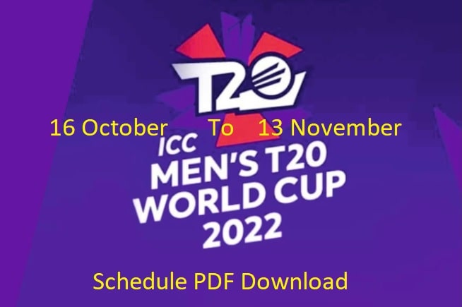 ICC T20 World Cup 2022 Full Schedule PDF Download