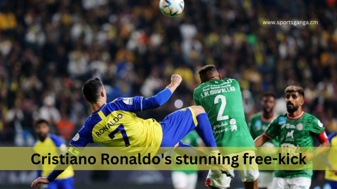 A brilliant free-kick was scored by Cristiano Ronaldo from a distance of 35 yards.