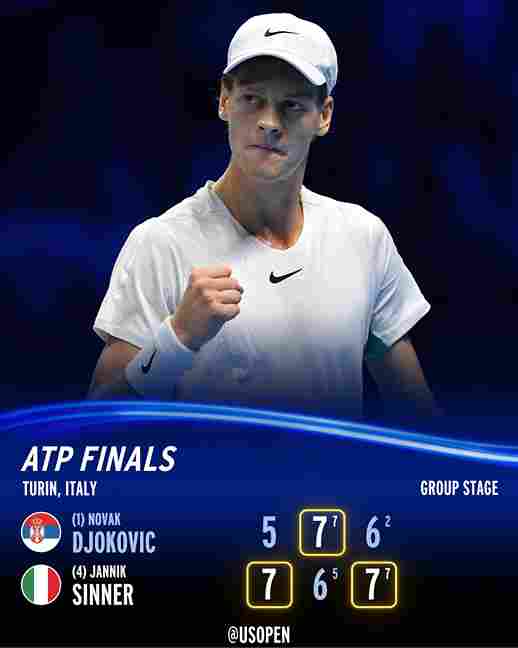 Nitto ATP Finals 2023: Sinner Upsets Djokovic, Inches Closer to Turin Semifinals