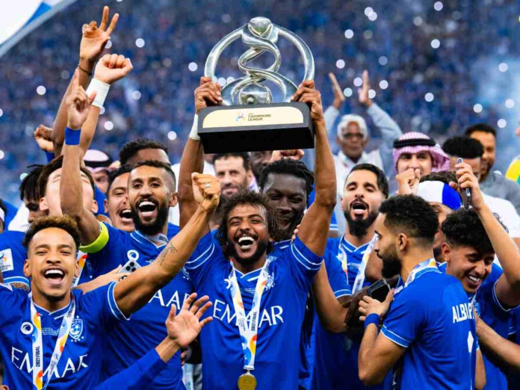 Al Hilal with their AFC Champions League trophy